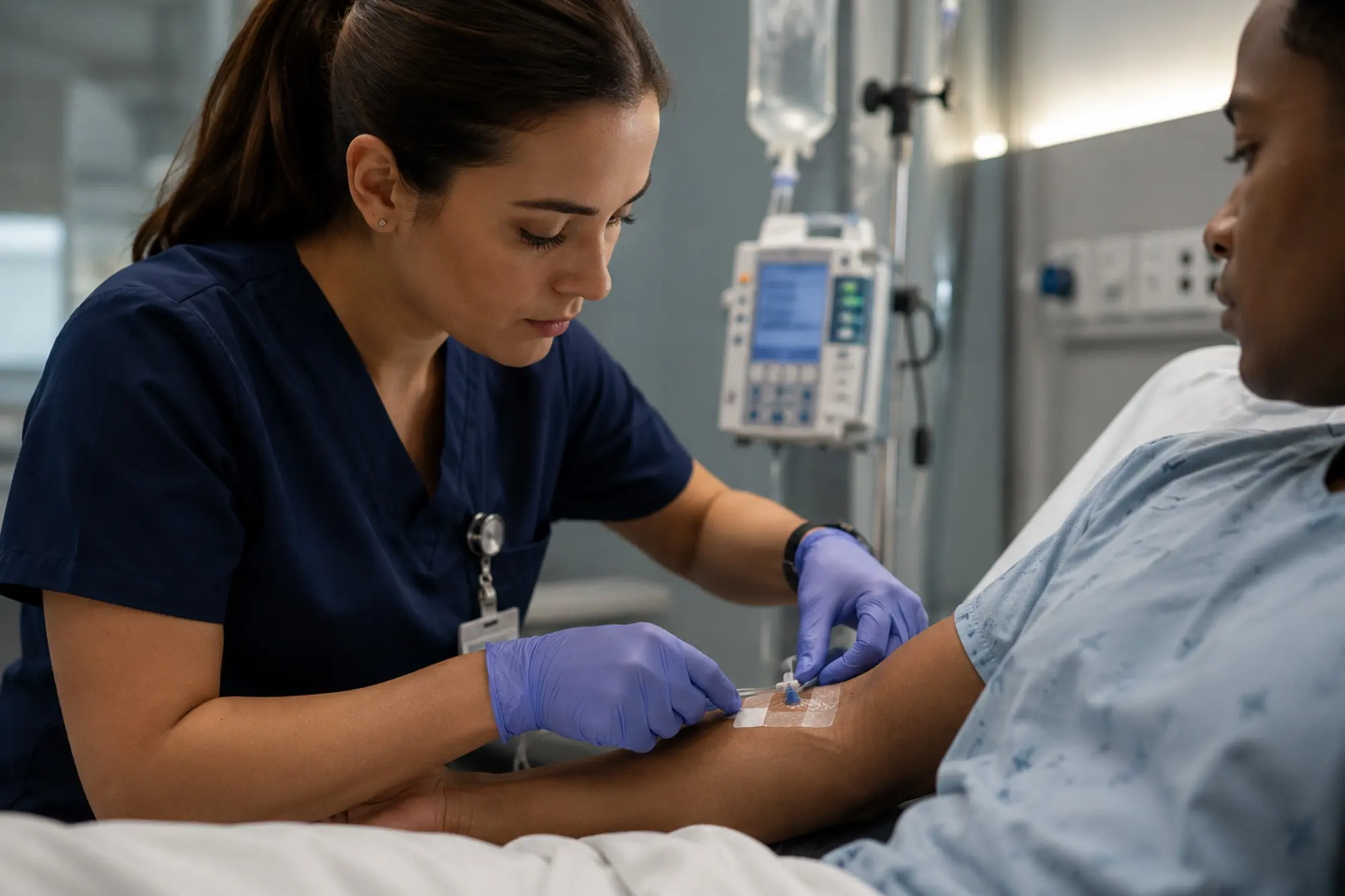 Army nurse providing care in a military healthcare setting